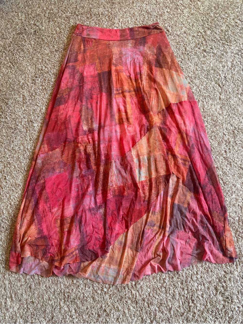 Women’s Pink & Orange Abstract A-Line Skirt